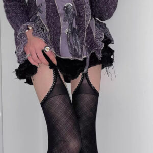 plaid suspender tights